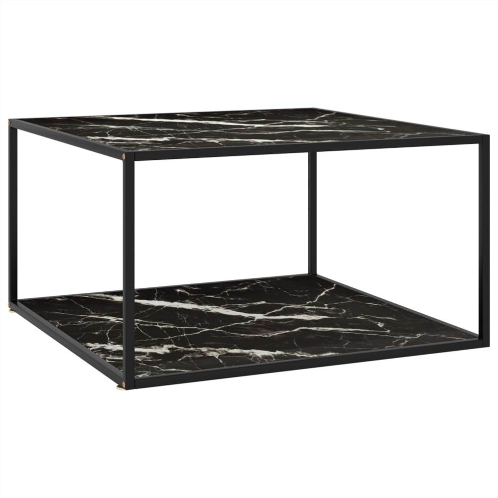 

Tea Table Black with Black Marble Glass 90x90x50 cm