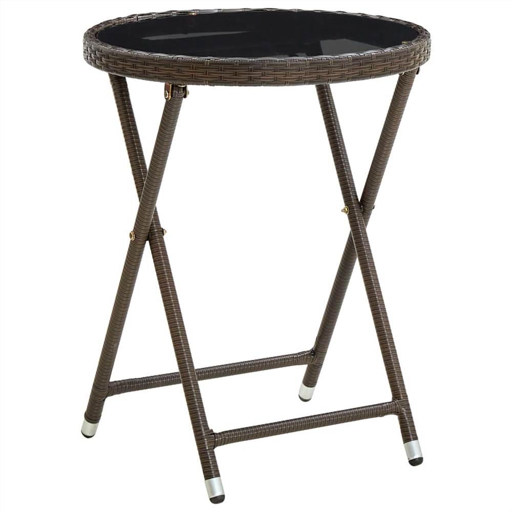

Tea Table Brown 60 cm Poly Rattan and Tempered Glass