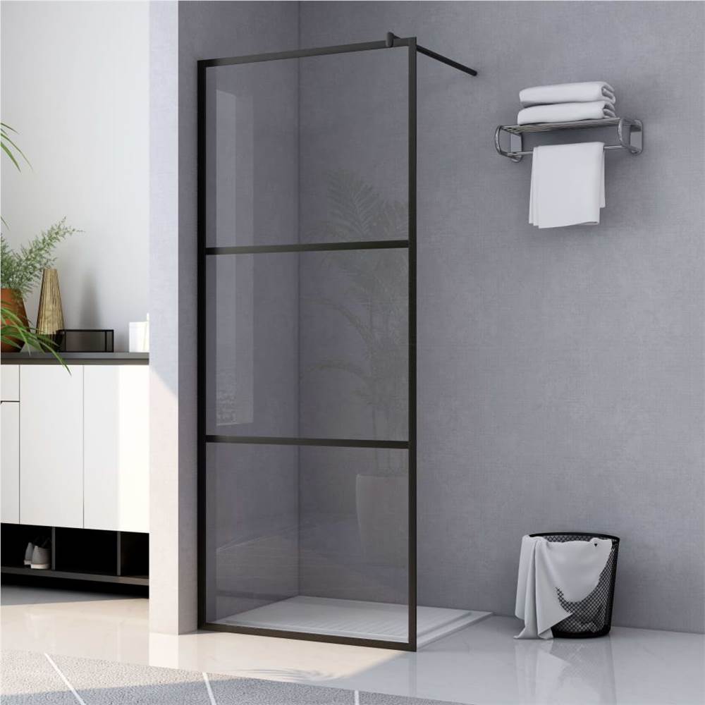 Walk-in Shower Wall with Clear ESG Glass Black 100x195 cm