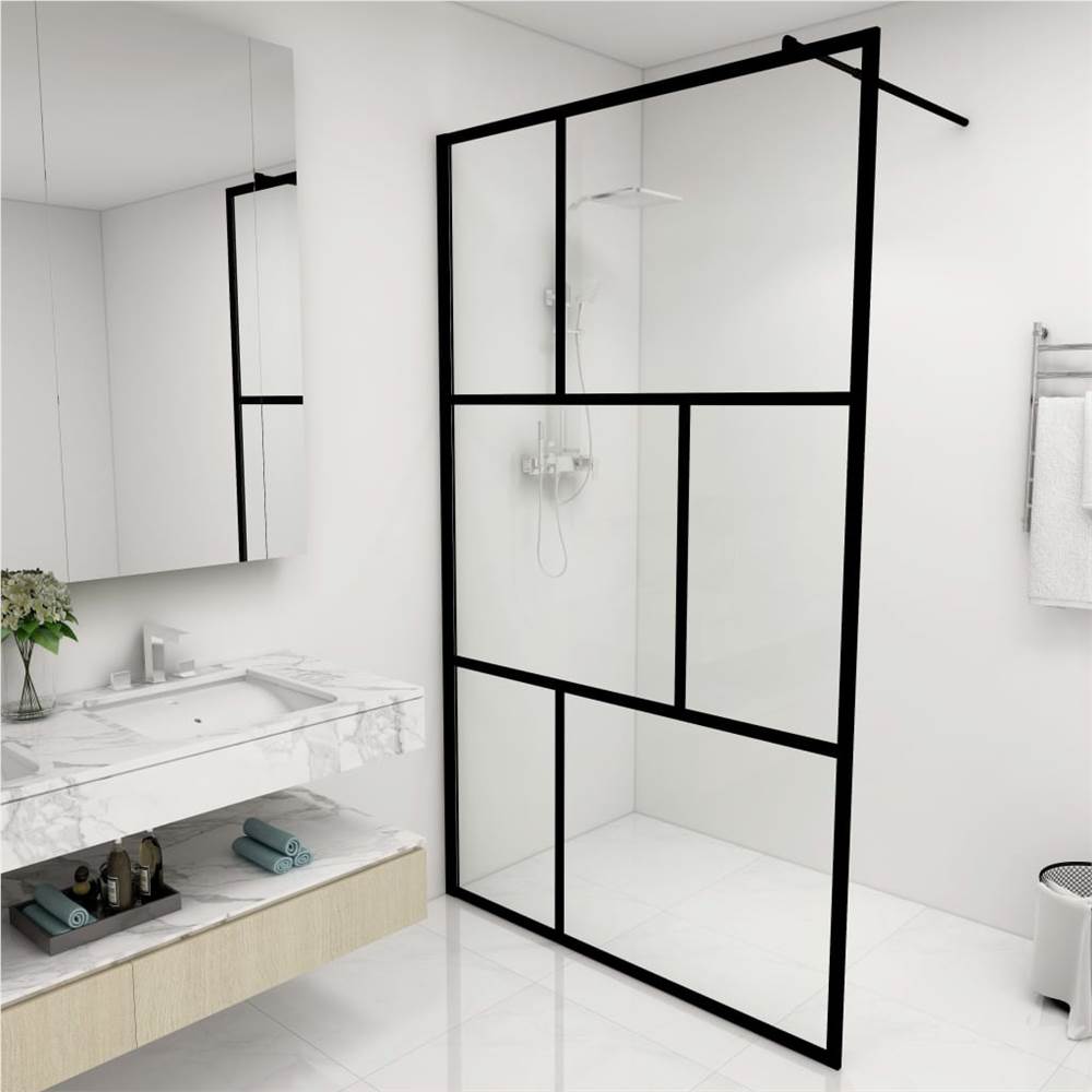 

Walk-in Shower Wall with Tempered Glass Black 115x195 cm