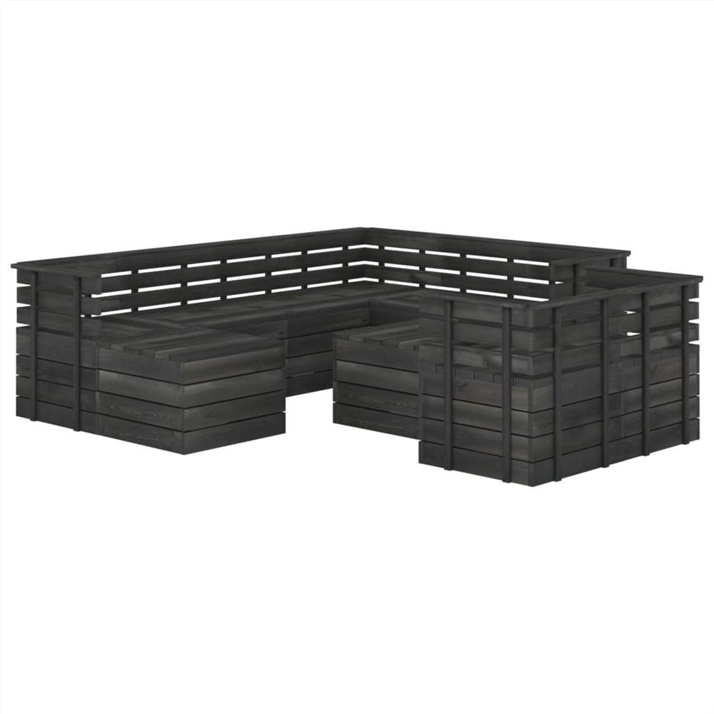 

10 Piece Garden Pallet Lounge Set Solid Pinewood Dark Grey