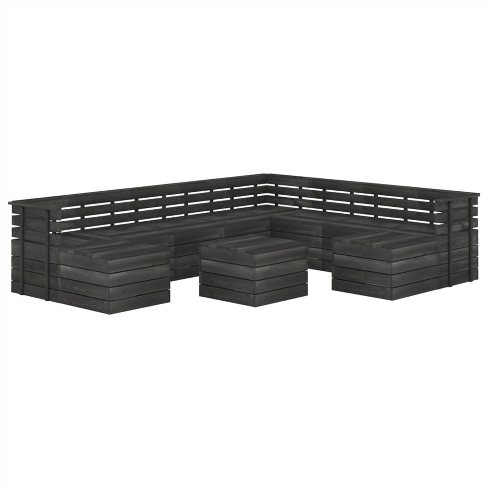 

11 Piece Garden Pallet Lounge Set Solid Pinewood Dark Grey