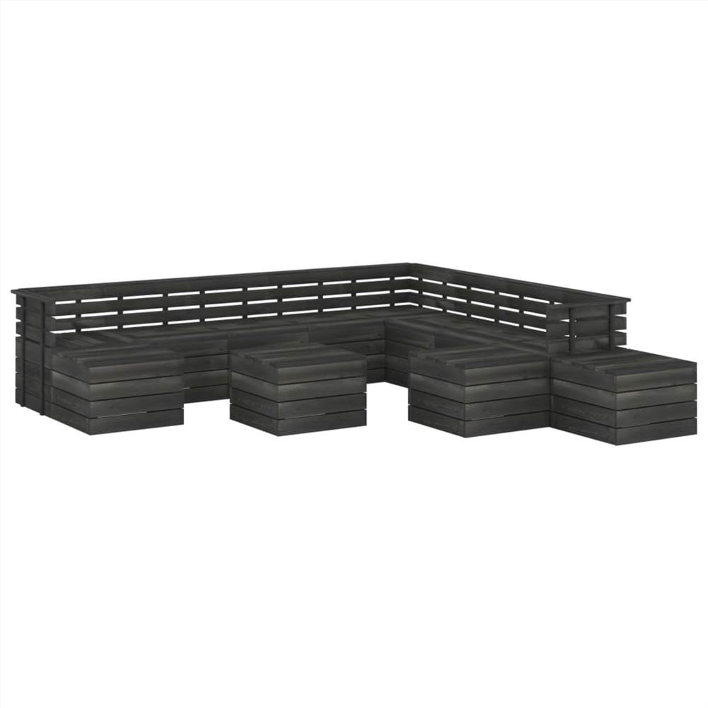 

12 Piece Garden Pallet Lounge Set Solid Pinewood Dark Grey