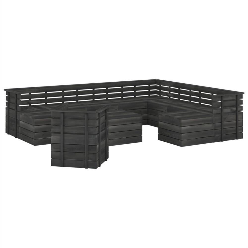 

12 Piece Garden Pallet Lounge Set Solid Pinewood Dark Grey