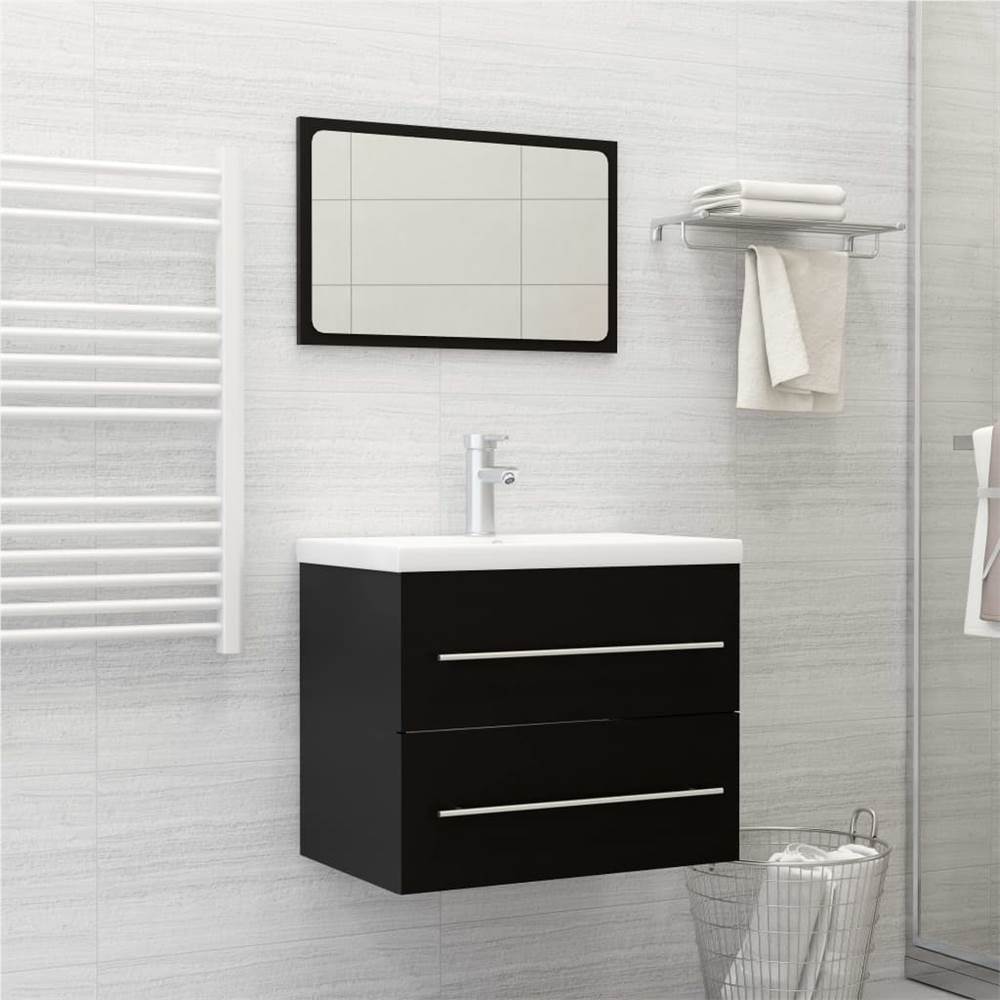 

2 Piece Bathroom Furniture Set Black Chipboard