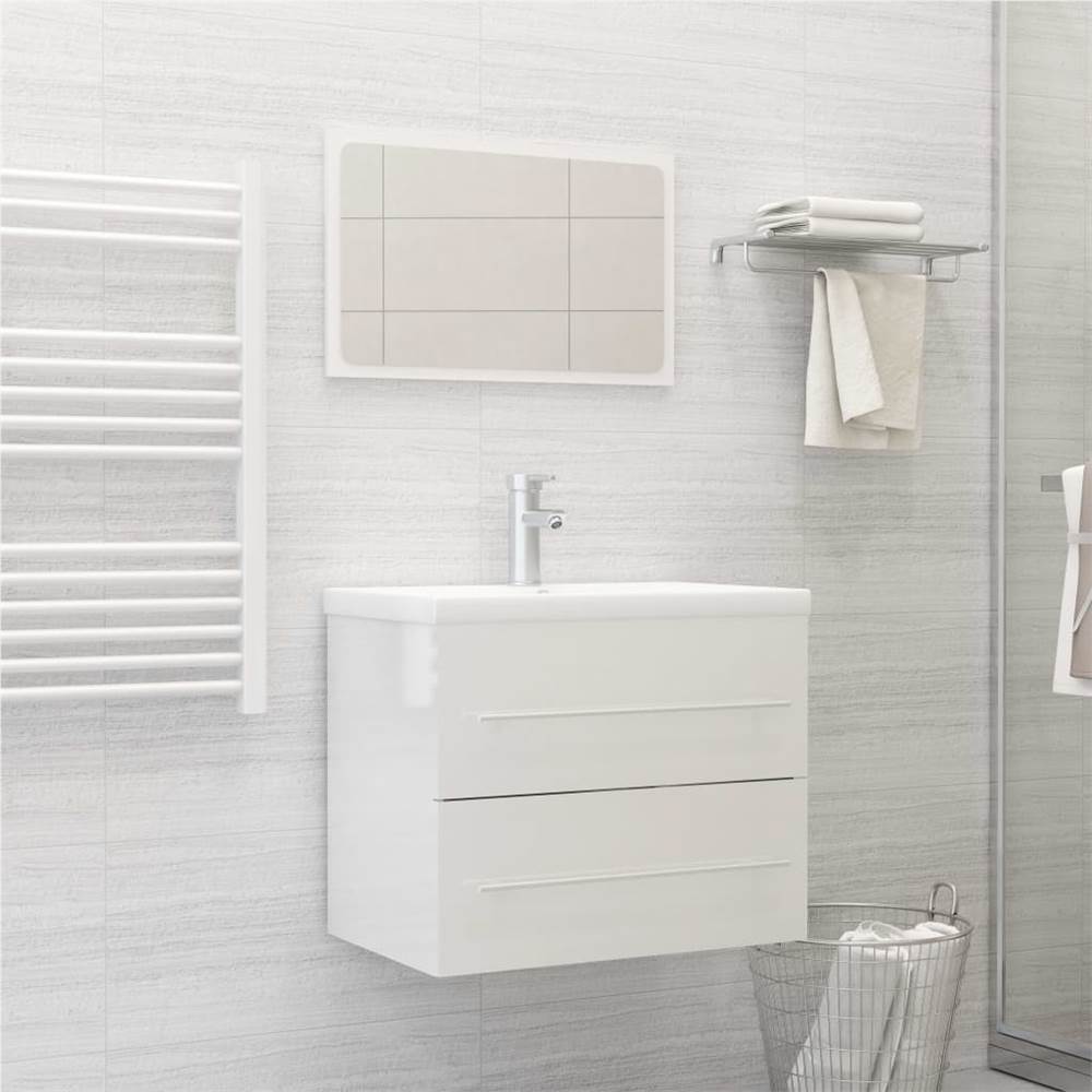 

2 Piece Bathroom Furniture Set High Gloss White Chipboard