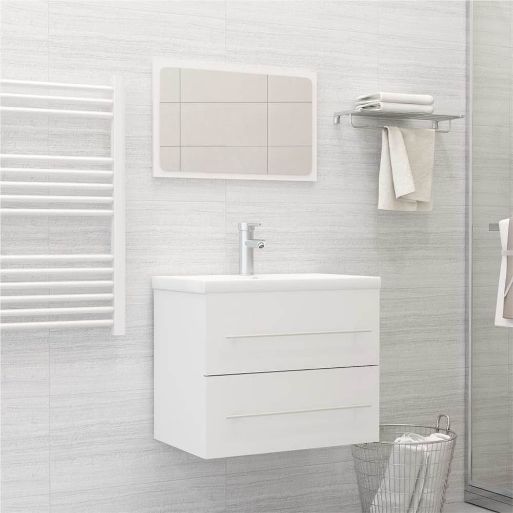 

2 Piece Bathroom Furniture Set White Chipboard