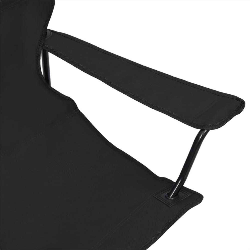 2-Seater Foldable Camping Chair Steel and Fabric Black