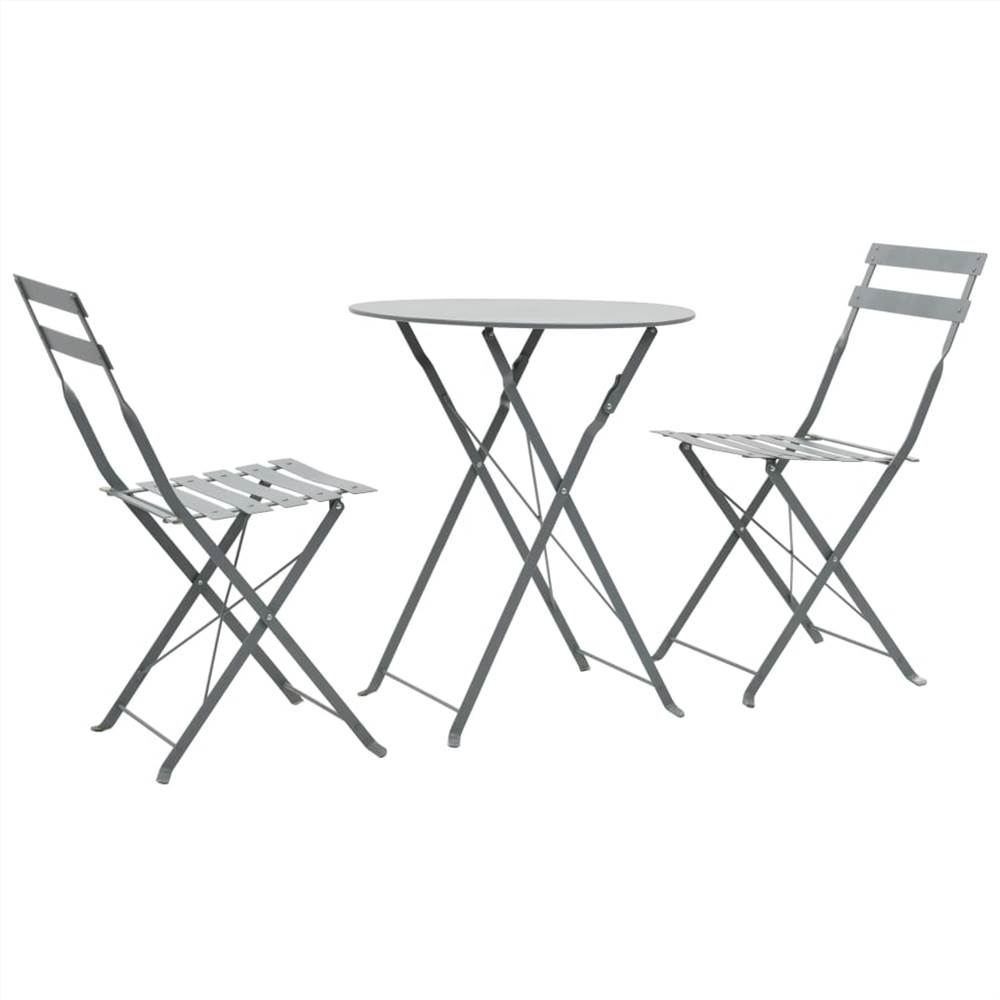 

3 Piece Bistro Set Steel Grey