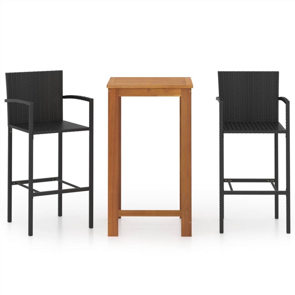 

3 Piece Garden Bar Set Black