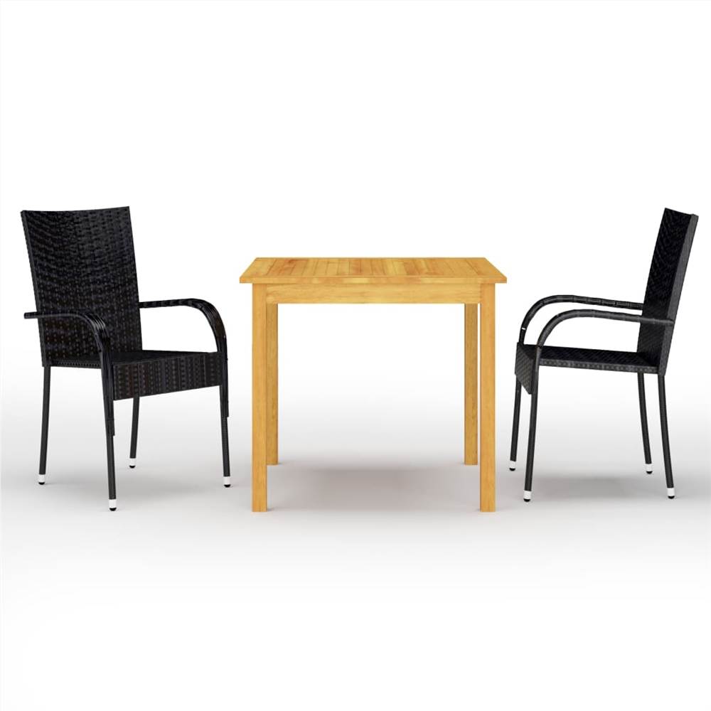 

3 Piece Garden Dining Set Black