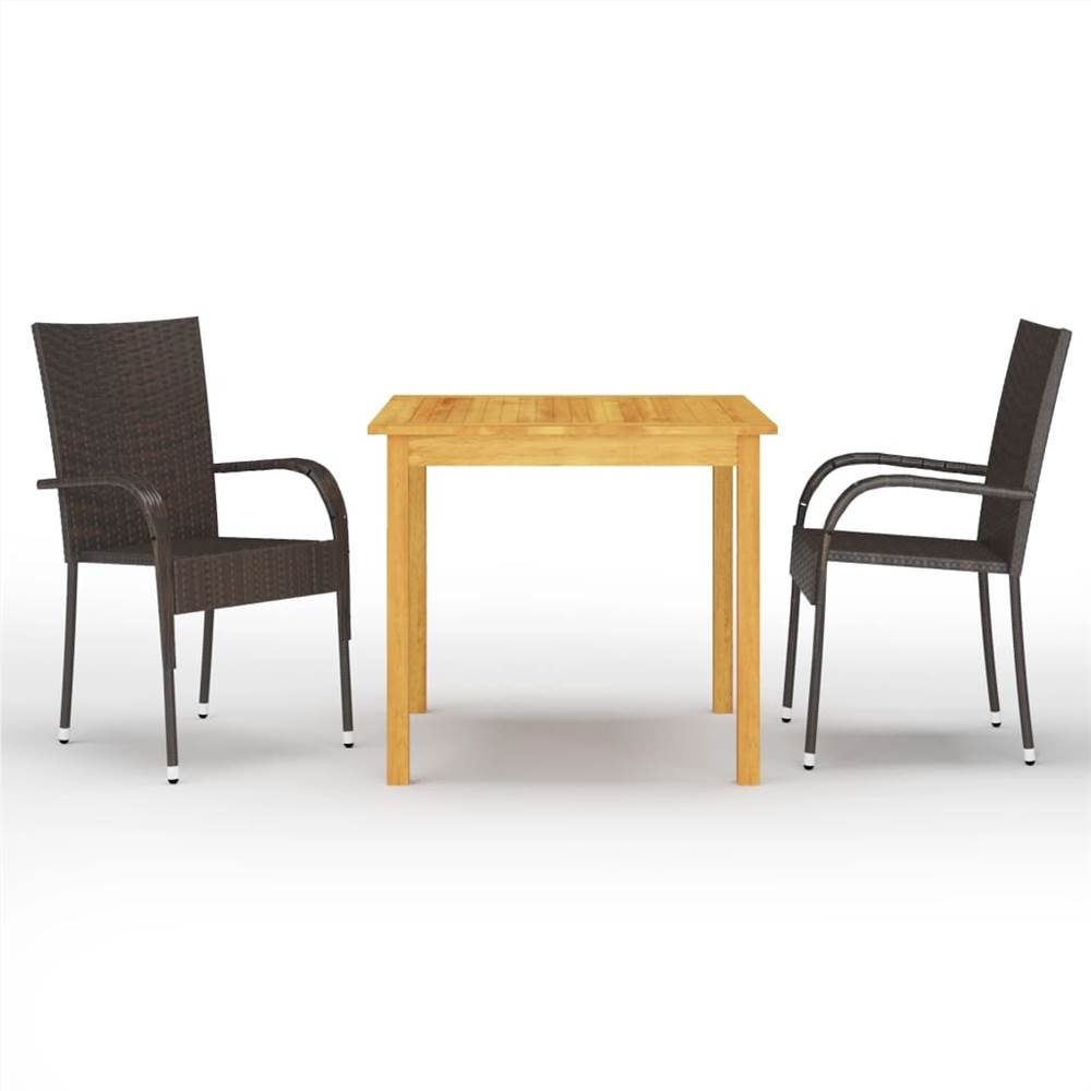 

3 Piece Garden Dining Set Brown