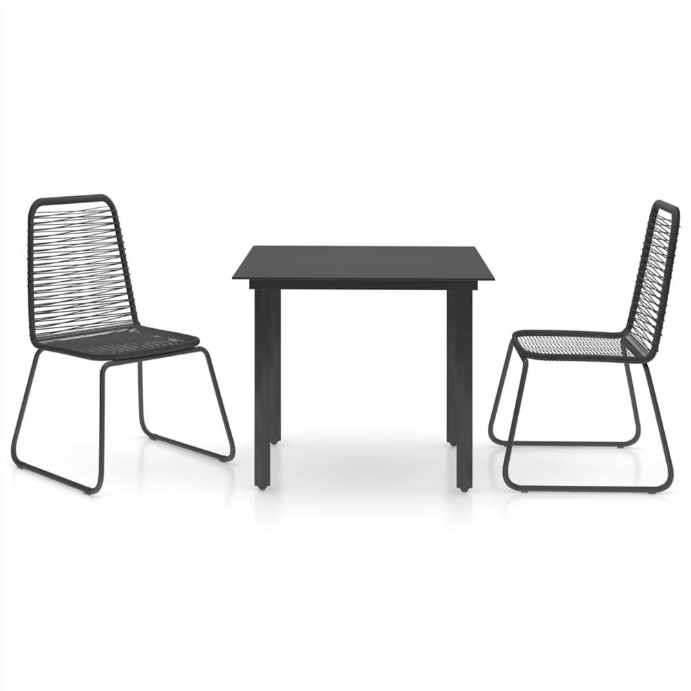 

3 Piece Garden Dining Set PVC Rattan Black