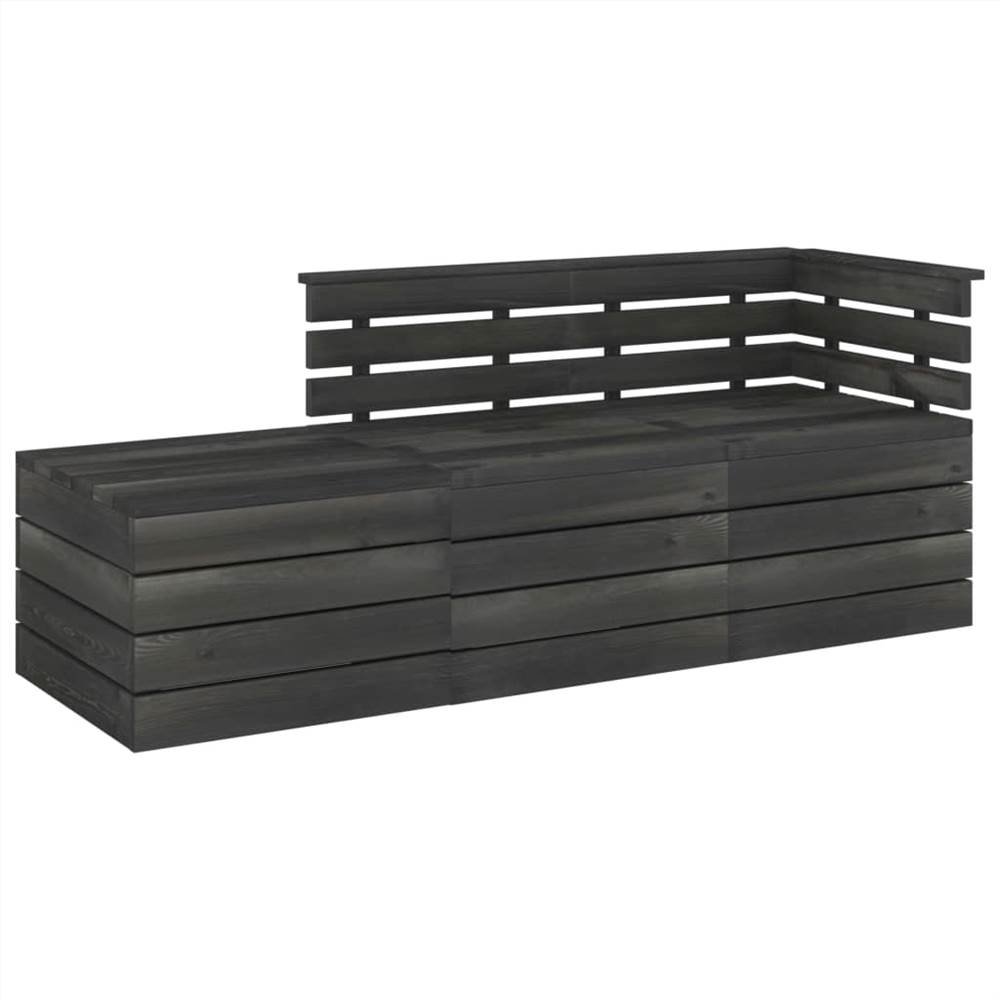 

3 Piece Garden Pallet Lounge Set Solid Pinewood Dark Grey