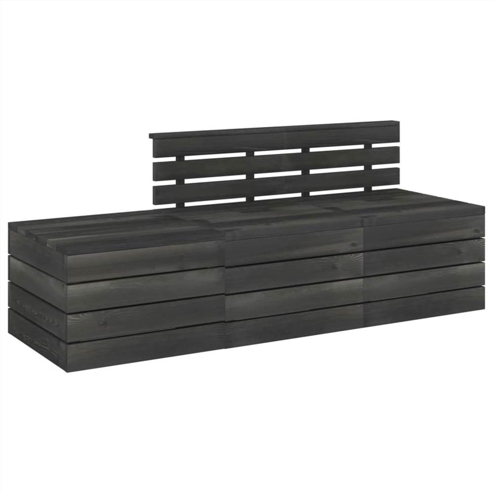 

3 Piece Garden Pallet Lounge Set Solid Pinewood Dark Grey