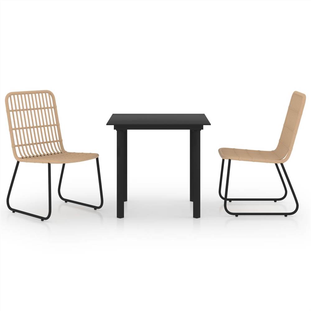 

3 Piece Outdoor Dining Set Poly Rattan and Glass