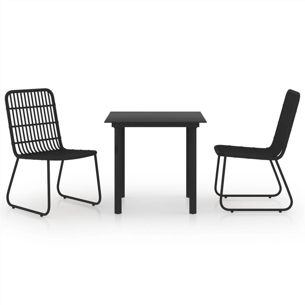 

3 Piece Outdoor Dining Set Poly Rattan and Glass