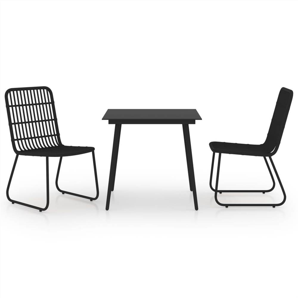 

3 Piece Outdoor Dining Set Poly Rattan and Glass
