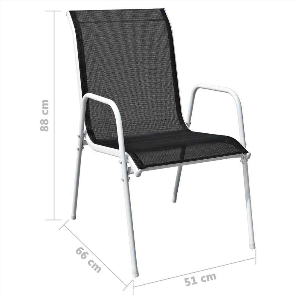 3 Piece Outdoor Dining Set Steel Black