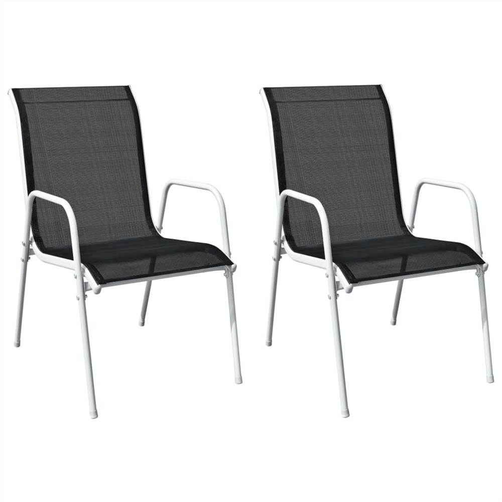 3 Piece Outdoor Dining Set Steel Black