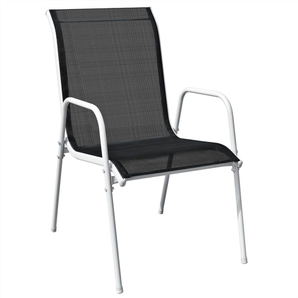 3 Piece Outdoor Dining Set Steel Black