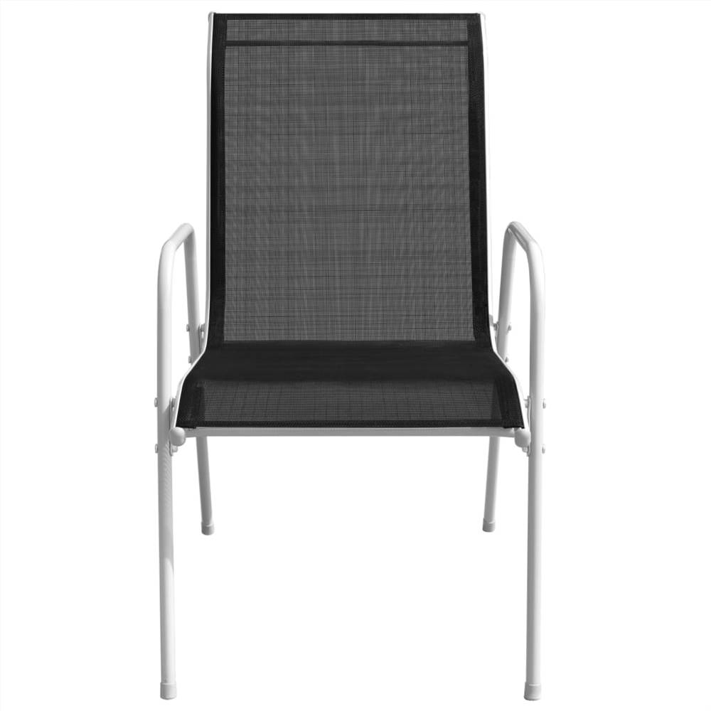 3 Piece Outdoor Dining Set Steel Black