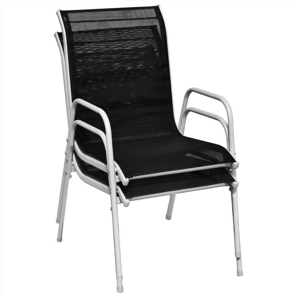 3 Piece Outdoor Dining Set Steel Black