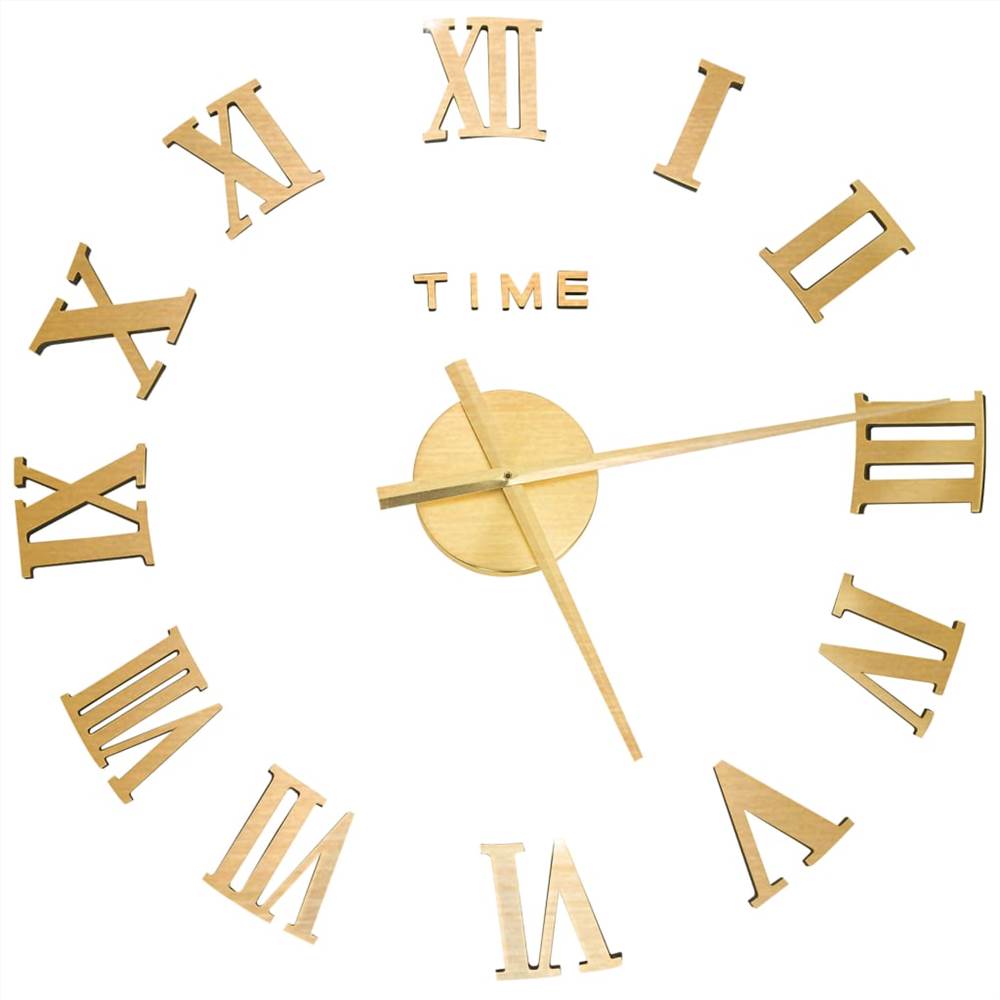 3D Wall Clock Modern Design Gold 100 cm XXL