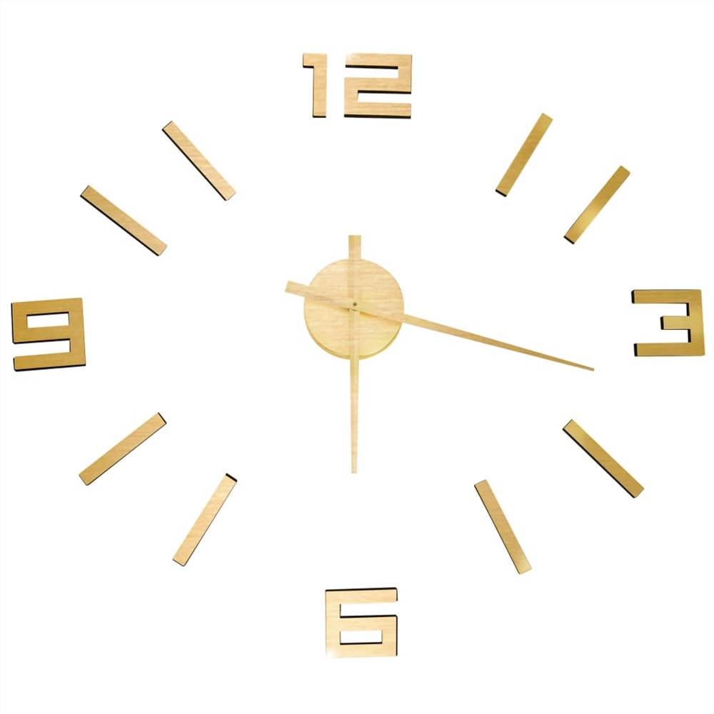 3D Wall Clock Modern Design Gold 100 cm XXL