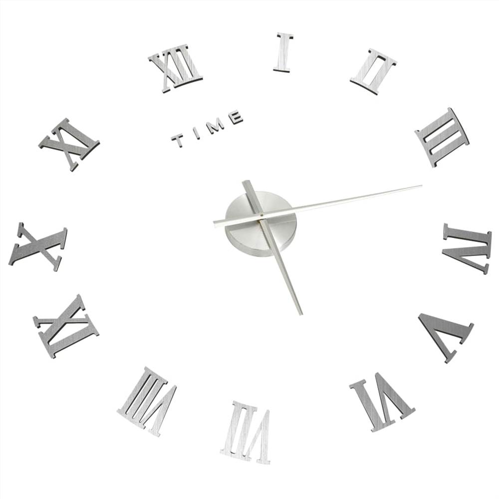 3D Wall Clock Modern Design Silver 100 cm XXL