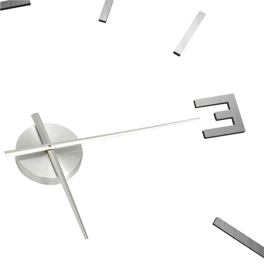 3D Wall Clock Modern Design Silver 100 cm XXL