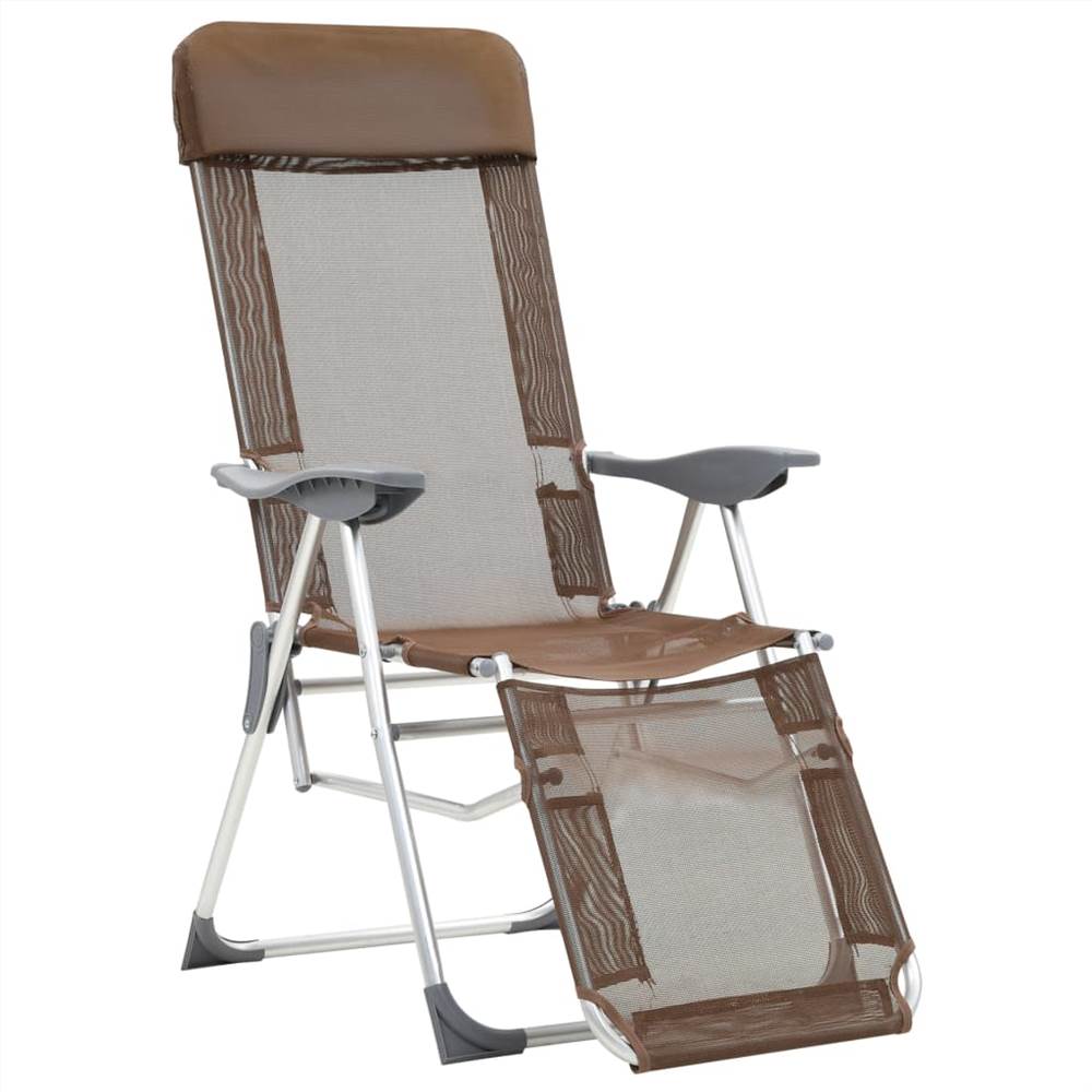 44318 Folding Camping Chairs 2 pcs with Footrest Taupe Aluminium