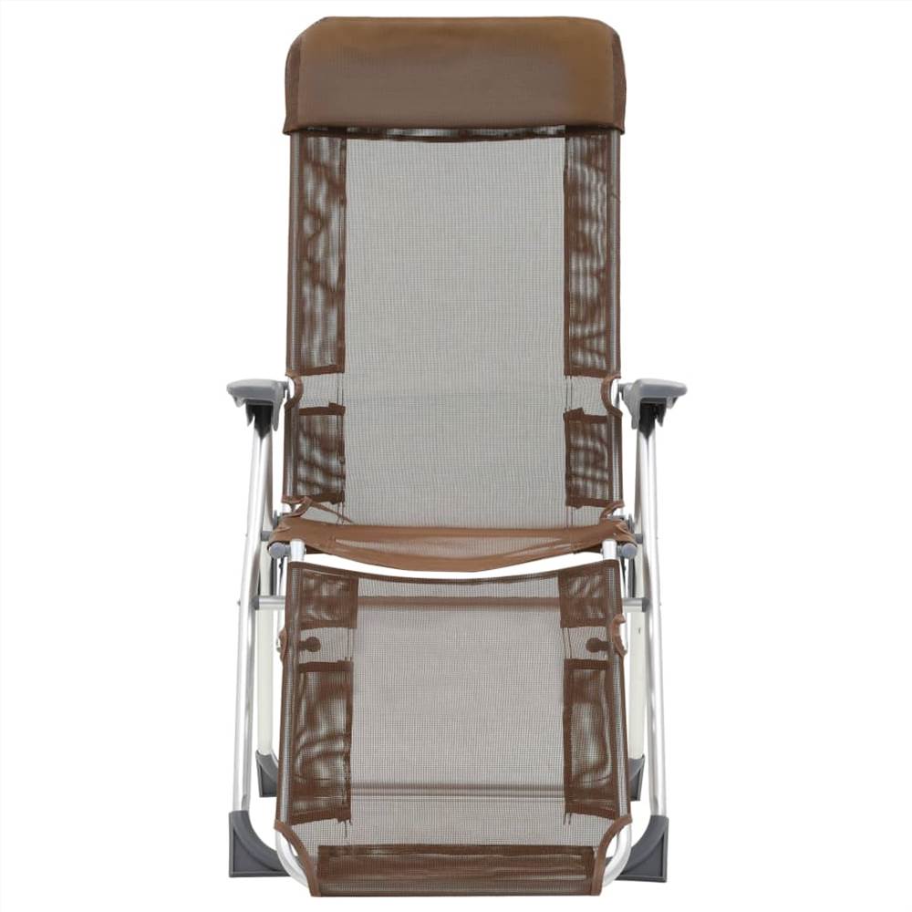 44318 Folding Camping Chairs 2 pcs with Footrest Taupe Aluminium