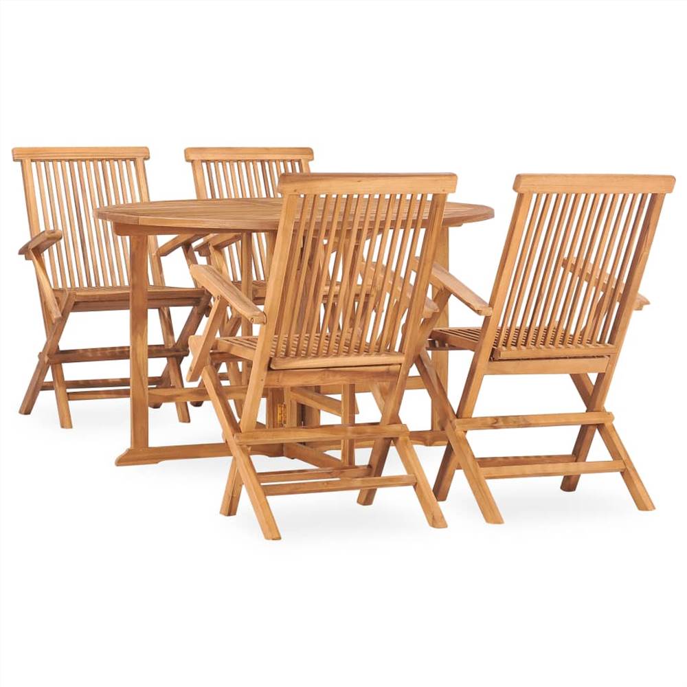 

5 Piece Folding Outdoor Dining Set Solid Teak Wood