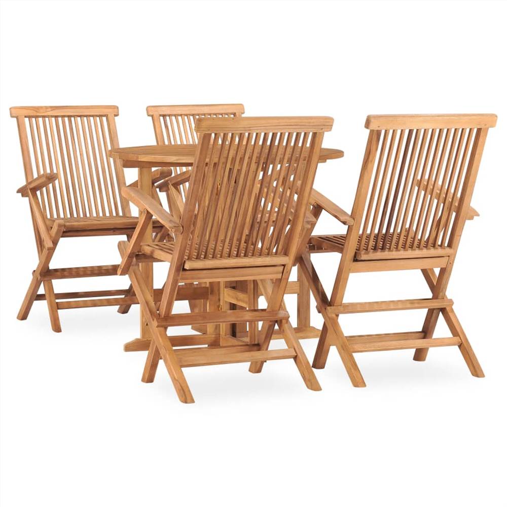 

5 Piece Folding Outdoor Dining Set Solid Teak Wood