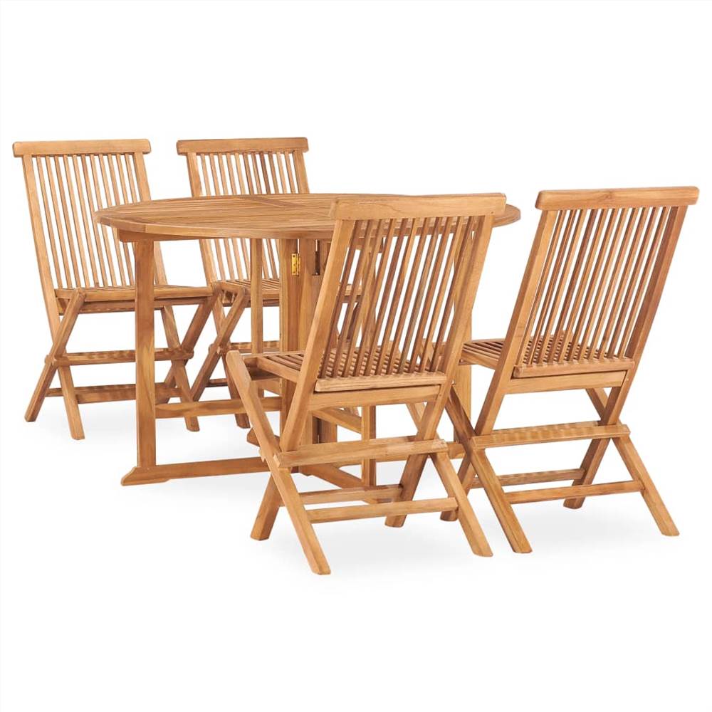 

5 Piece Folding Outdoor Dining Set Solid Teak Wood