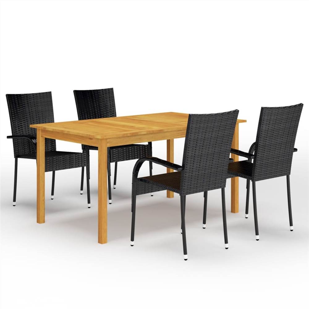 

5 Piece Garden Dining Set Black