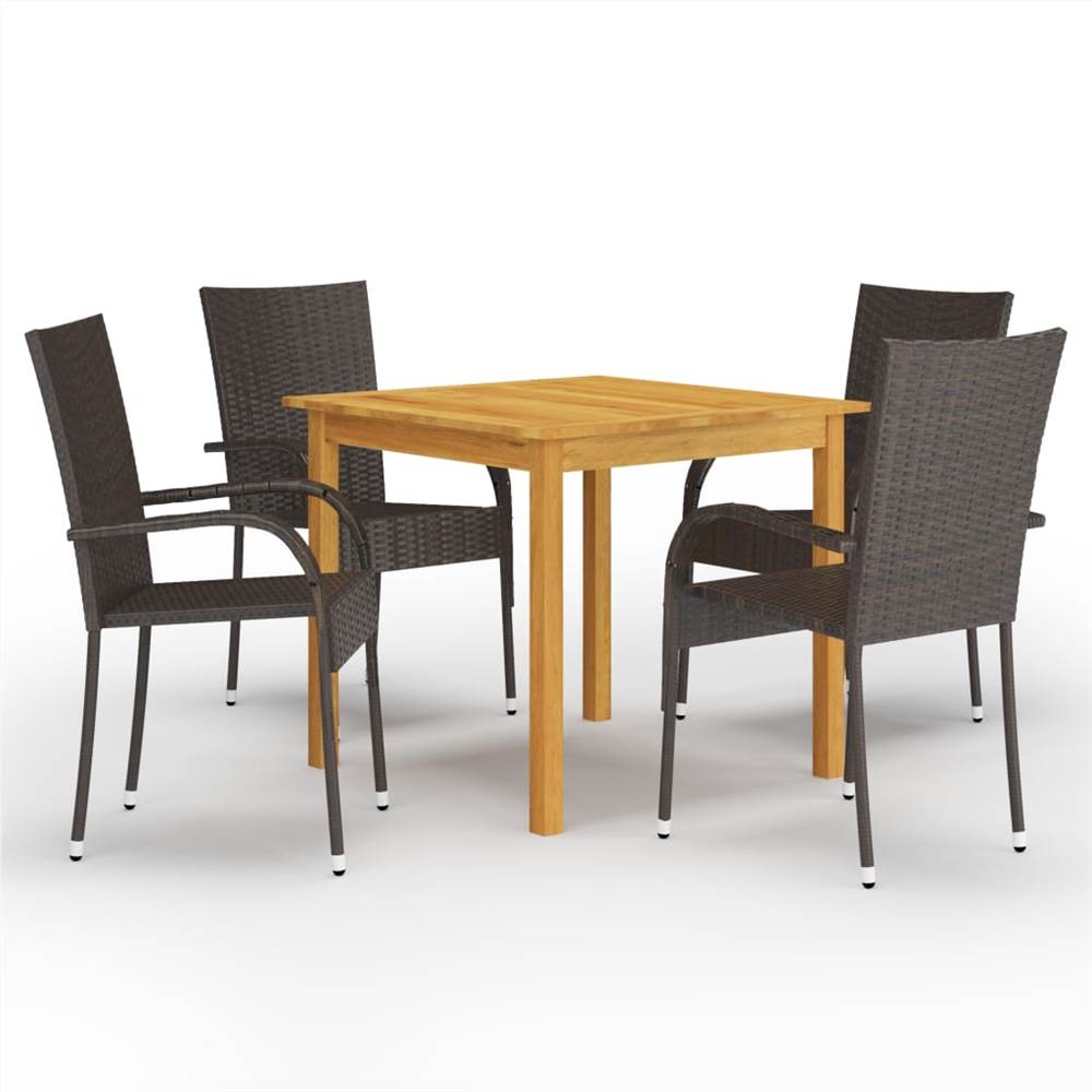 

5 Piece Garden Dining Set Brown