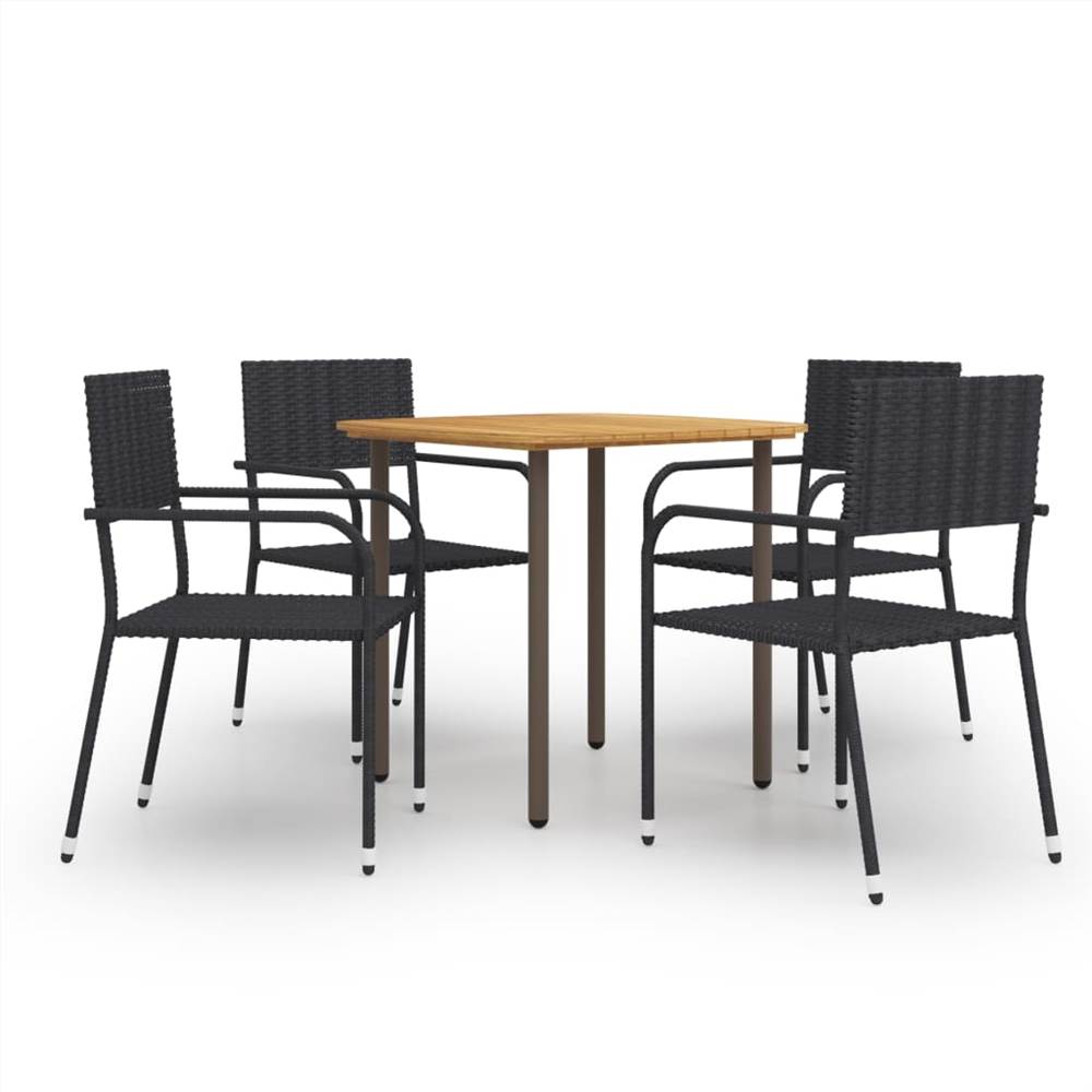 

5 Piece Garden Dining Set Poly Rattan Black