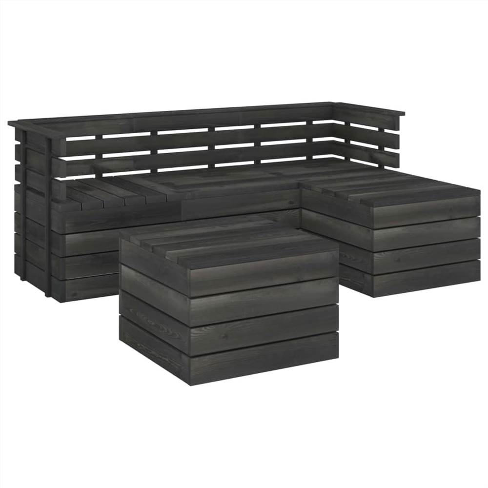 

5 Piece Garden Pallet Lounge Set Solid Pinewood Dark Grey