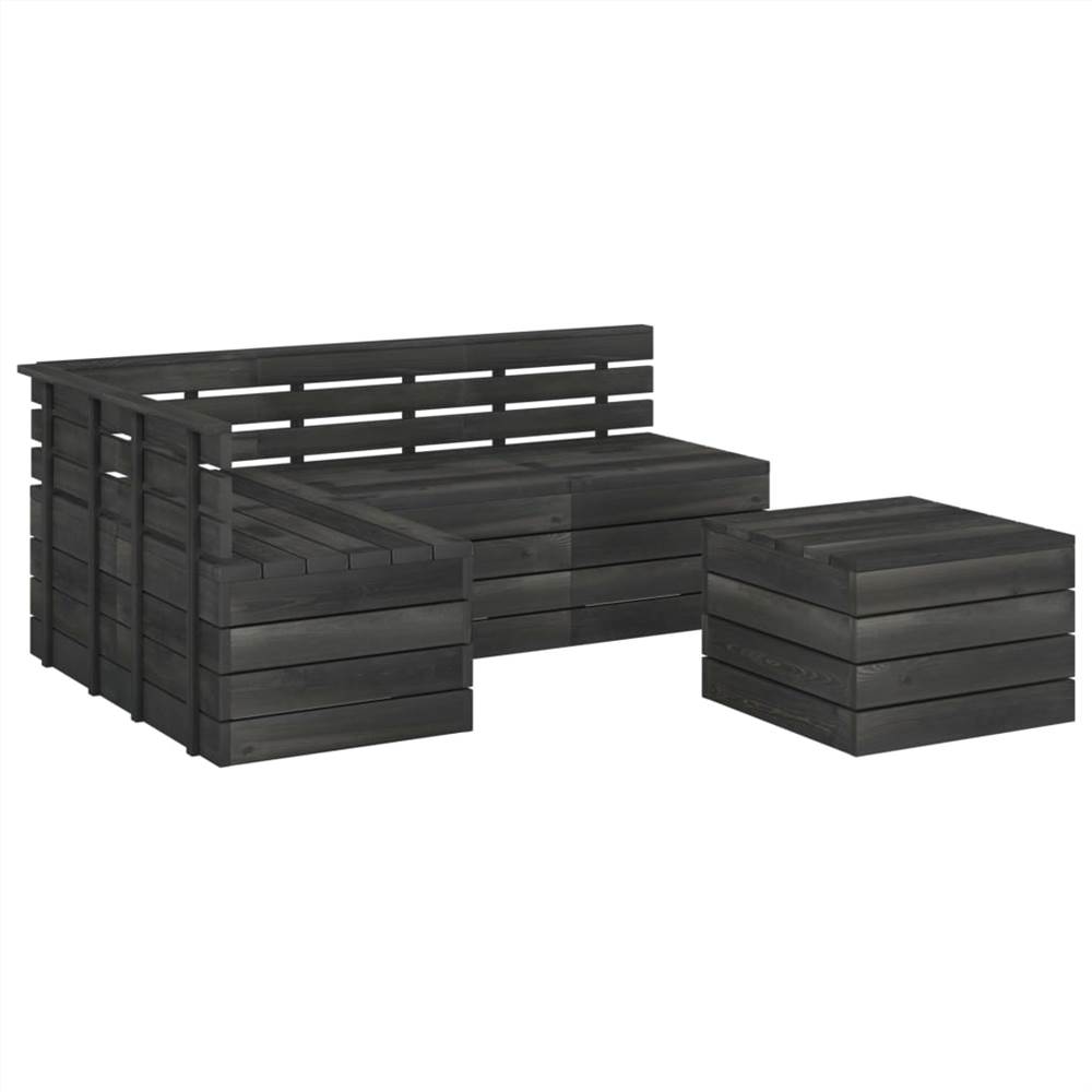 

5 Piece Garden Pallet Lounge Set Solid Pinewood Dark Grey