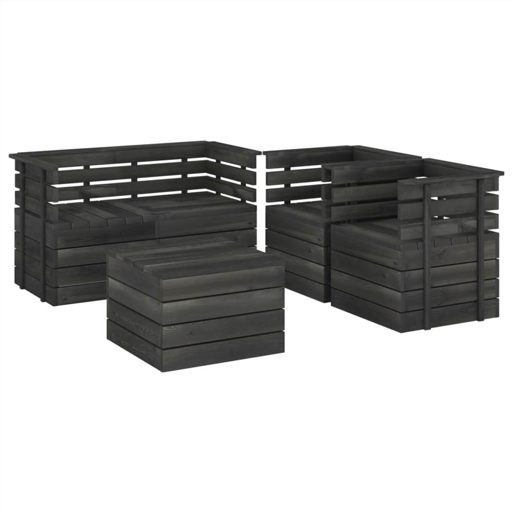 

5 Piece Garden Pallet Lounge Set Solid Pinewood Dark Grey