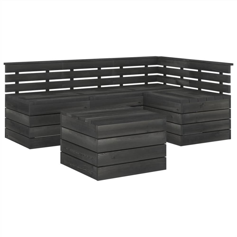 

5 Piece Garden Pallet Lounge Set Solid Pinewood Dark Grey