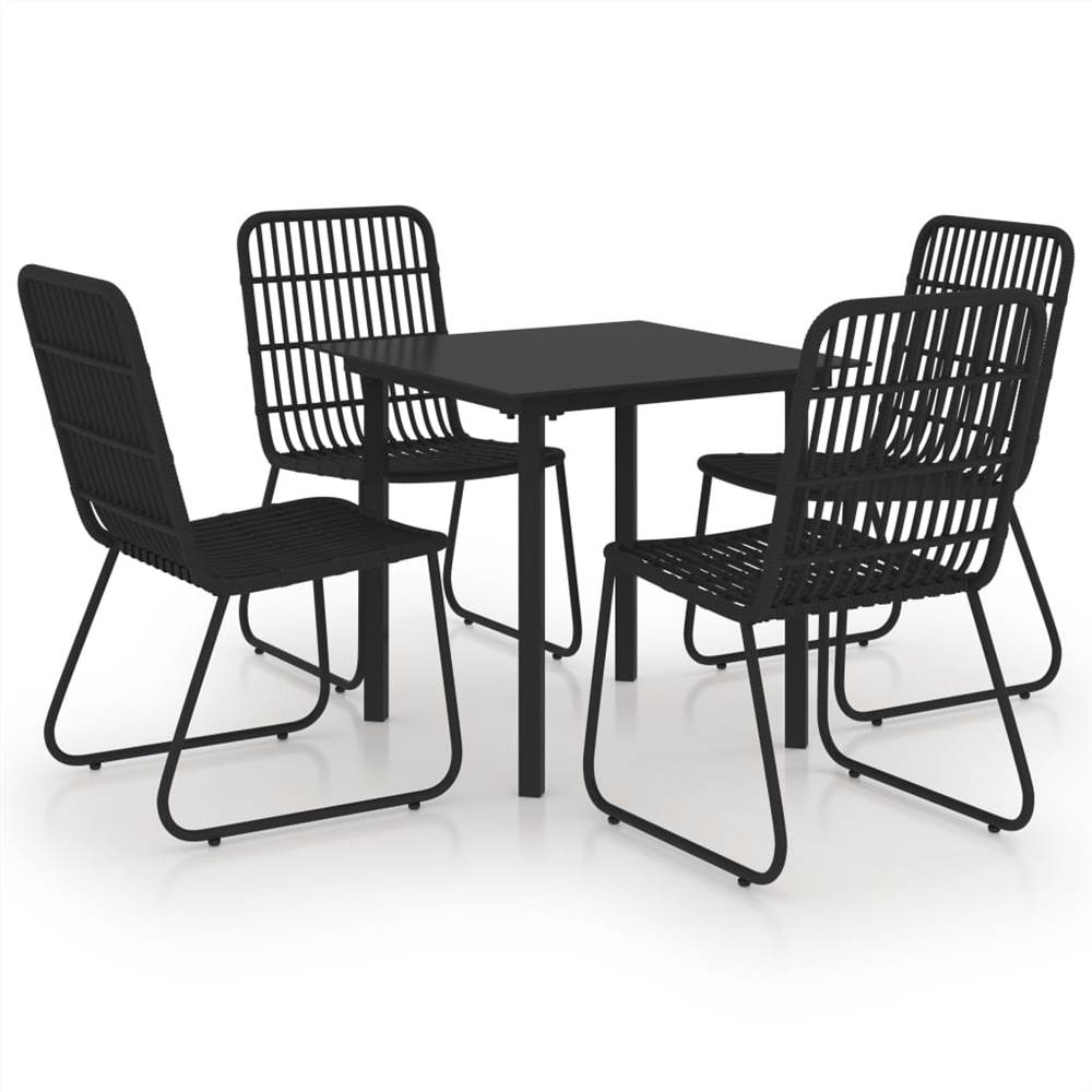 

5 Piece Outdoor Dining Set Poly Rattan and Glass
