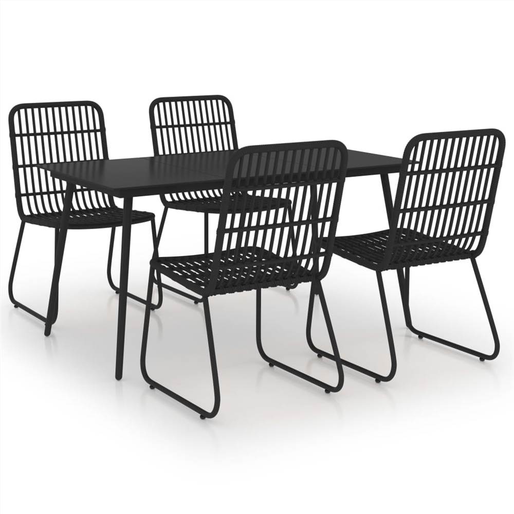 

5 Piece Outdoor Dining Set Poly Rattan and Glass