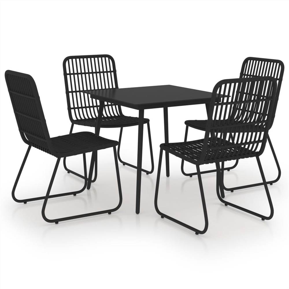 

5 Piece Outdoor Dining Set Poly Rattan and Glass