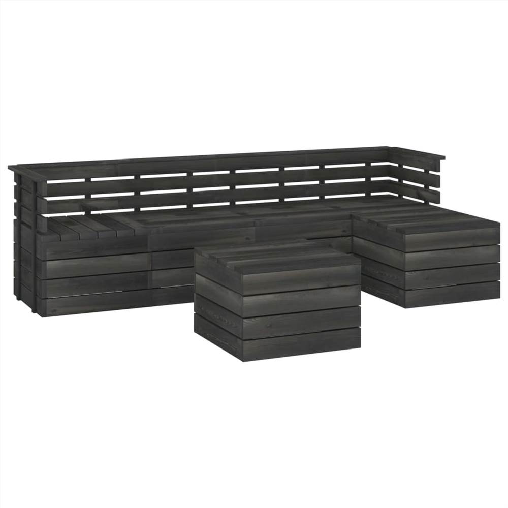 

6 Piece Garden Pallet Lounge Set Solid Pinewood Dark Grey