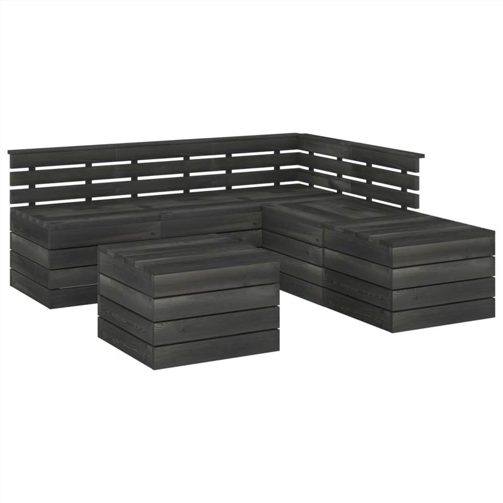 

6 Piece Garden Pallet Lounge Set Solid Pinewood Dark Grey