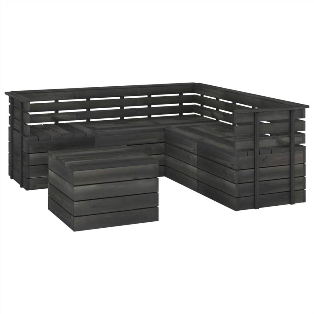 

6 Piece Garden Pallet Lounge Set Solid Pinewood Dark Grey