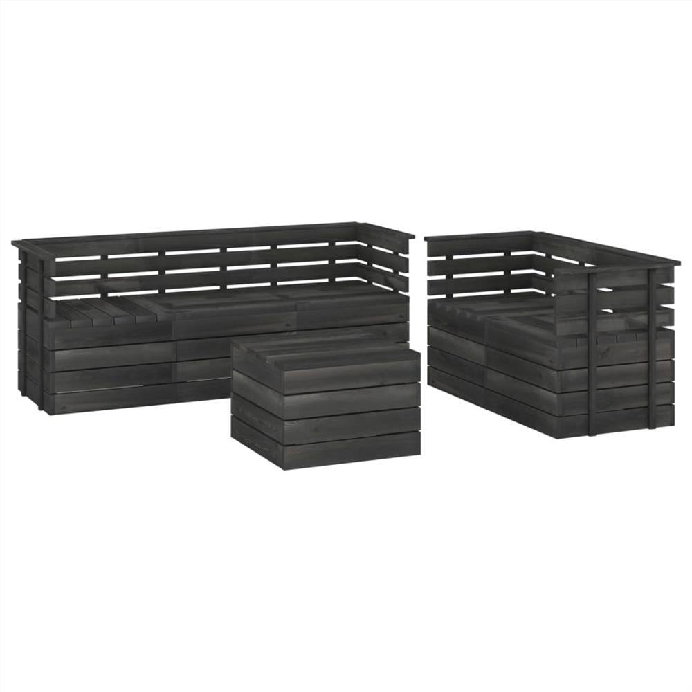 

6 Piece Garden Pallet Lounge Set Solid Pinewood Dark Grey